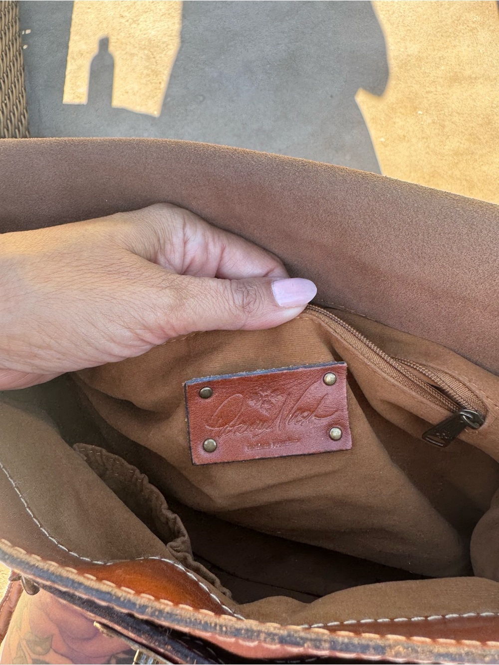 Patricia Nash Cognac Leather Top-Handle Satchel - Picture 3 of 4